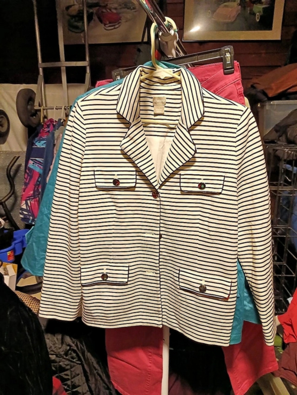 Chico's Striped Blazer in White & Black